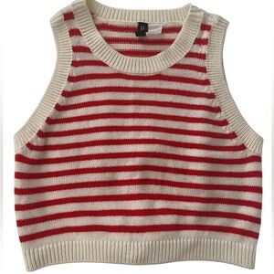 Divided Red and Beige Striped Crop Top M